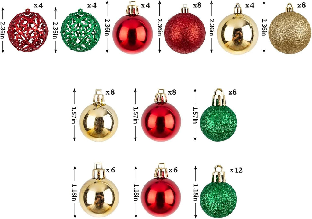 100pcs Christmas Ball Ornaments, Shatterproof Christmas Ornaments Set with Hand-held Gift Package for Xmas Tree Red
