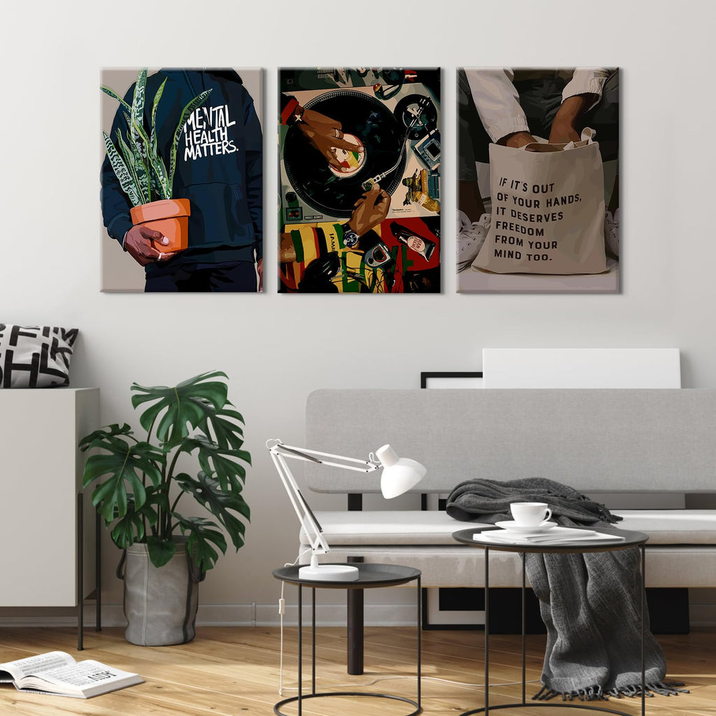 Black Men Wall Art African American Man Canvas Wall Decor Black People Art Posters Music DJ Pictures Fashion Mens