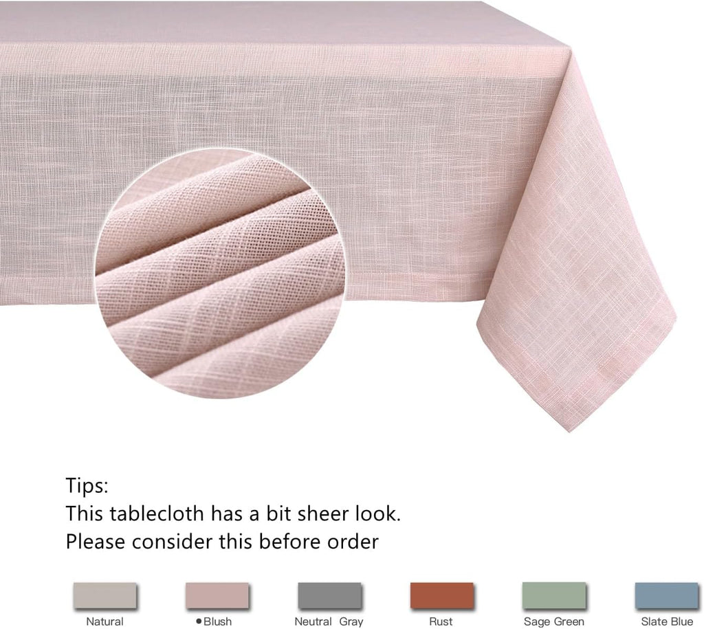 Lux Faux Linen Tablecloth with Slubby Yarn Textured Weaves Wrinkle Free Anti-Shrink Soft Table Cloth