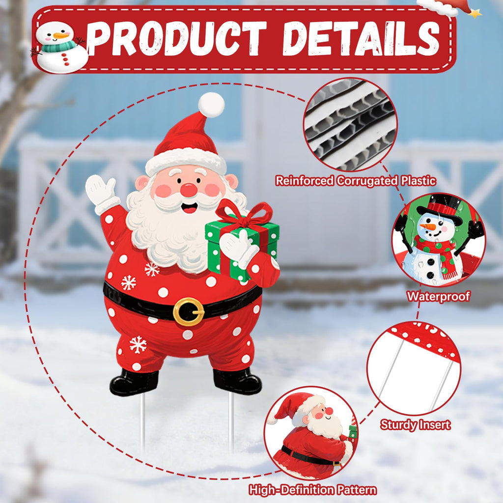 Christmas Decorations Outdoor Yard Signs - 11 PCS Christmas Santa Claus Tree Snowman Yard Signs Decor Cheerful