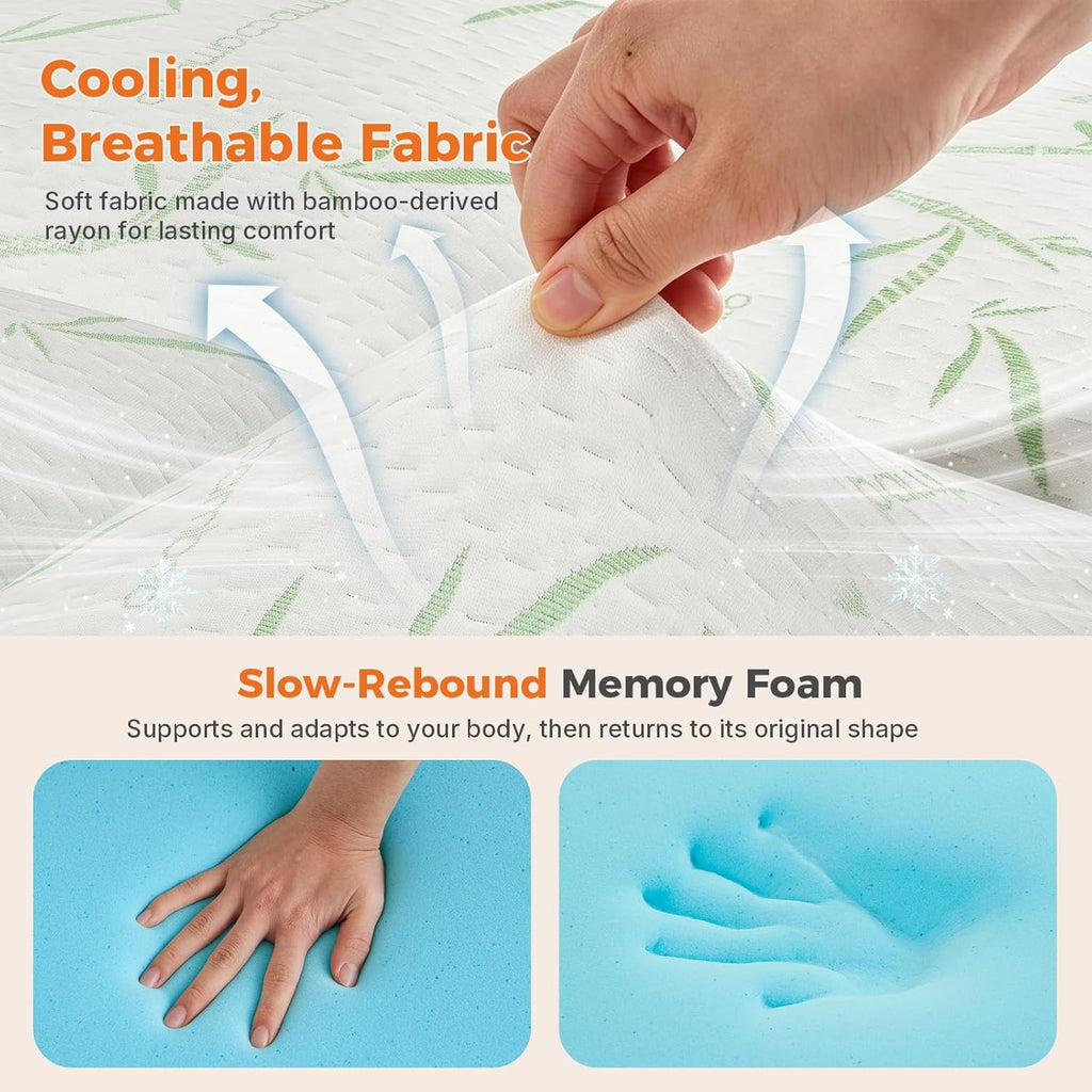 Queen Mattress Topper, Memory Foam, 2 Inch Cooling Pad | Dual Layer Gel Infused Cooling, Down Alternative Pillowtop