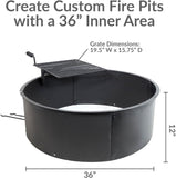 36 Inch Fire Pit Ring with Cooking Grate - Heavy-Duty Steel
