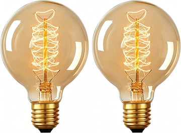 G80 Edison Globe Bulbs - G95 E27 Antique Incandescent Bulb 60W Equivalent Warm White Lamps,Spiral Tungste(2PACK