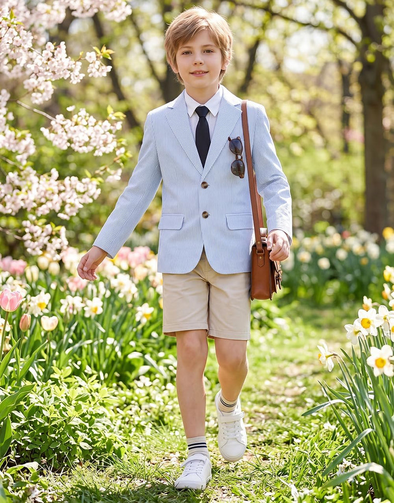 Blazers for Boys Striped Suits Jackets Kids Cotton Sport Coats Lightweight