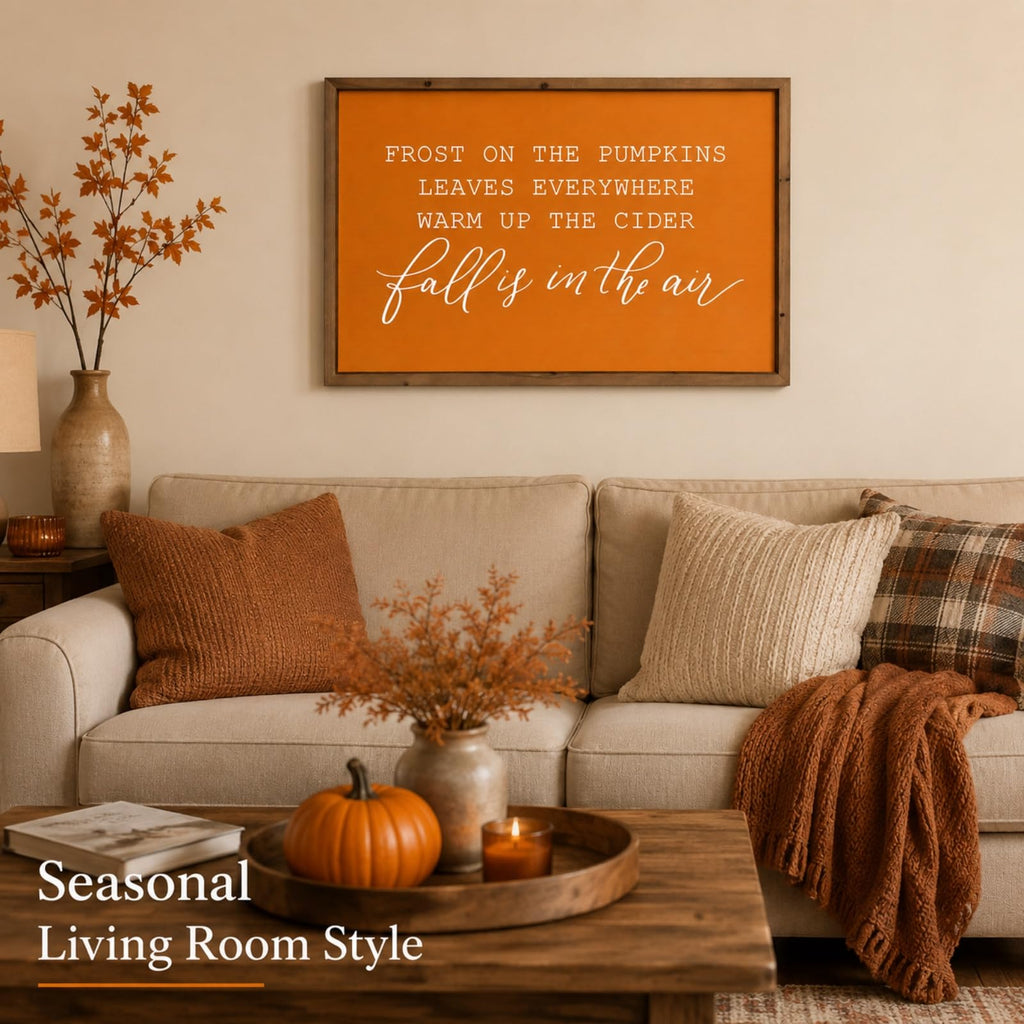 23.6"×15.7" Fall Wall Art Framed, Large Autumn Sign Home Decor