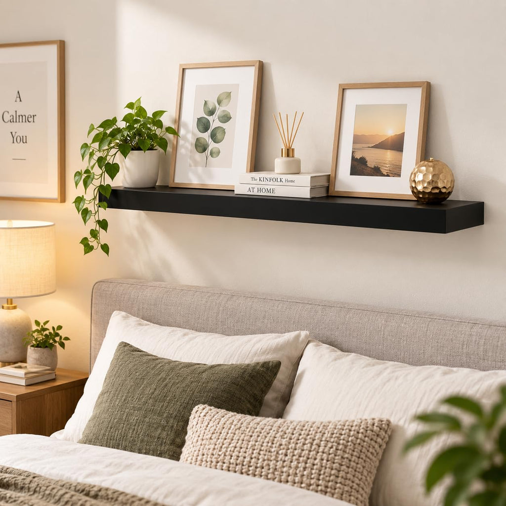 36" Floating Shelf, Bath, Kitchen, Living Room, Black