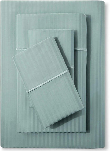Stitch 500 TC Full Bed Sheet Set, 100% Cotton Soft Breathable Bedsheets, 4 Piece 18" Deep Pockets Sateen Weave