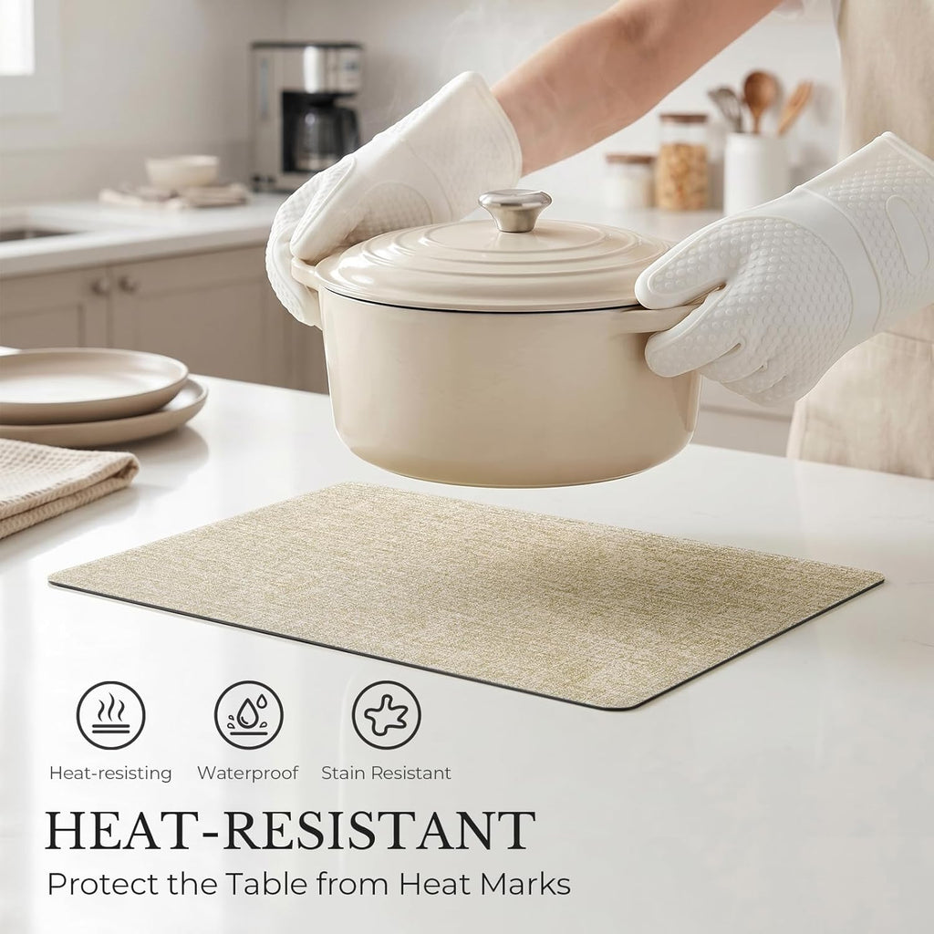 Vinyl Placemats, Reversible Faux Leather Heat Resistant Wipeable Table Mats, Waterproof Washable Non-Slip - Set of 4