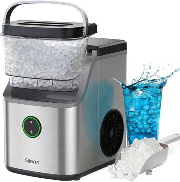 Nugget Ice Maker Countertop, Ice Basket with Handle, Quiet Operation & Self Cleaning Ice Machine, Chewable Ice, 33