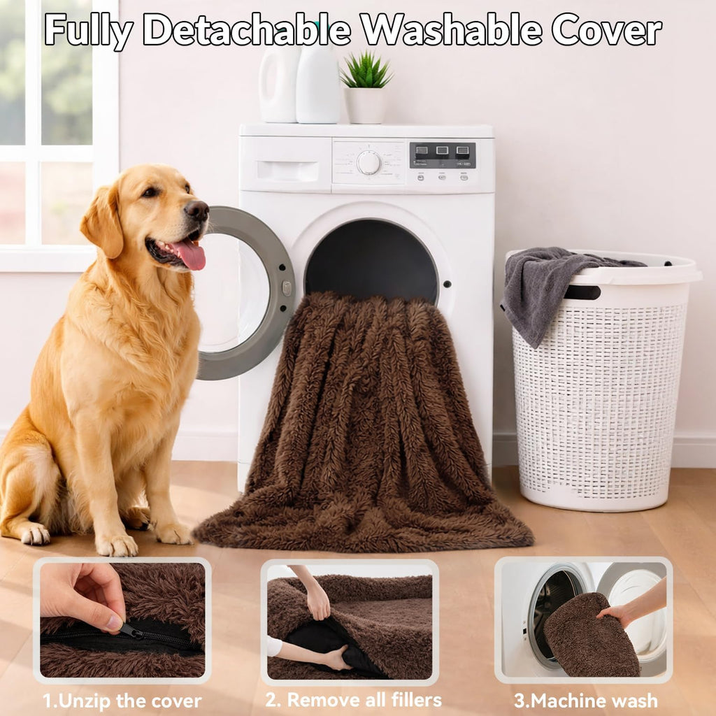 Human Dog Bed for Adult Faux Fur Washable Human Dog Bed Portable Handle, Egg Orthopedic Foam Human Bed