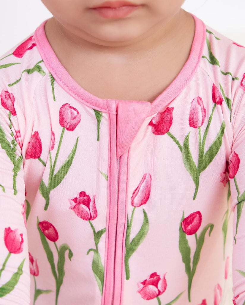 Viscose Derived from Bamboo Baby Footie Pajamas Convertible Sleeper for Baby Girl Zipper Onesie