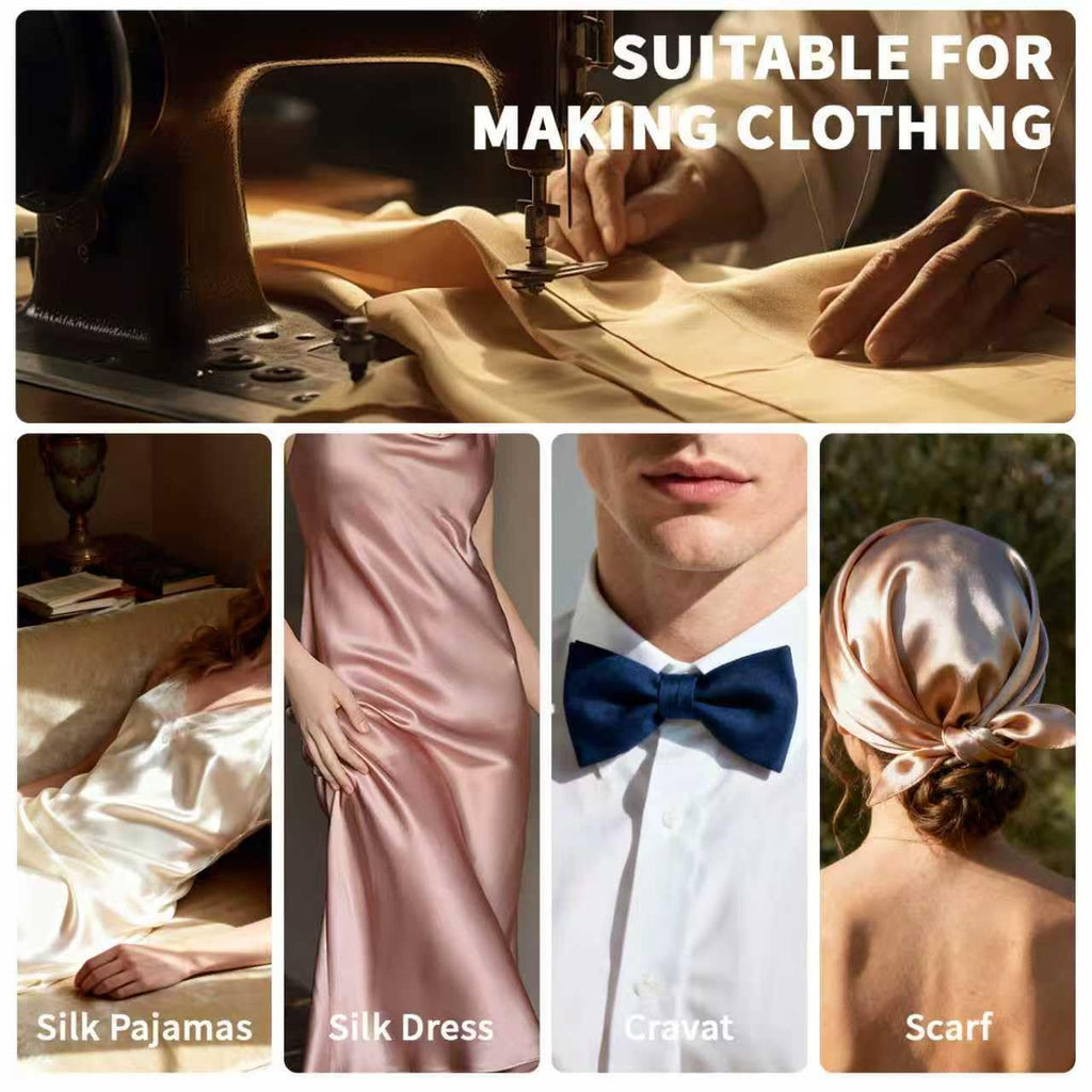 16 Momme 44"Width 100% Mulberry Silk Charmuse Fabric, Champagne, 5 Yards