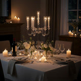 6 Arm Acrylic Candle Holder for Tables, Acrylic Candelabra Centerpieces for Taper LED Candles, 37.4 in Tall