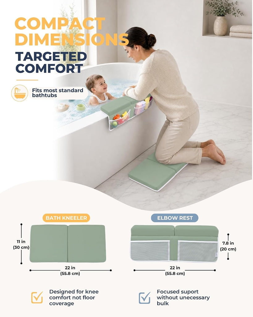 Comfortable Baby Bath Kneeler and Elbow Rest Pad Set - 1.5 Inch, Green