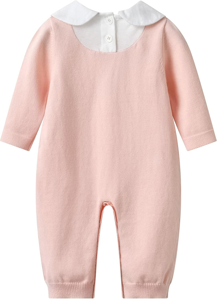 Baby Infant Boy Girl Peter Pan Collar Knit Sweater Romper Outfit Clothes One-Piece Coverall Baby Clothing Jumpsuit