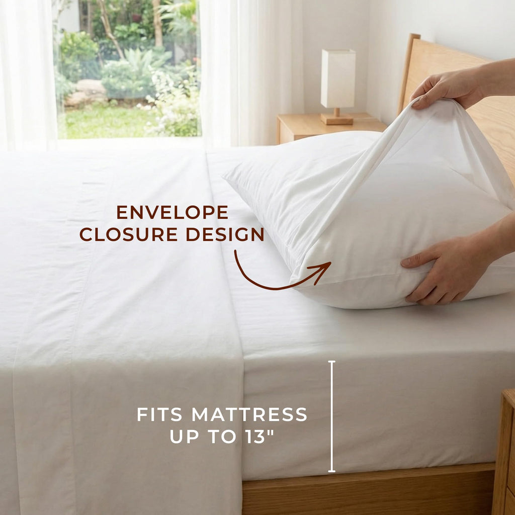 285 Thread Count Percale Full Sheet Set - 100% Peruvian Pima Cotton, 4 Piece (Flat, Fitted, 2 Pillowcases) - Cooling