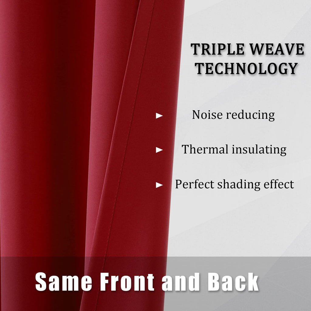 Red Blackout Curtains 45 Inches Long Short Kitchen Curtains with Grommet Room Darkening Thermal Insulated Window