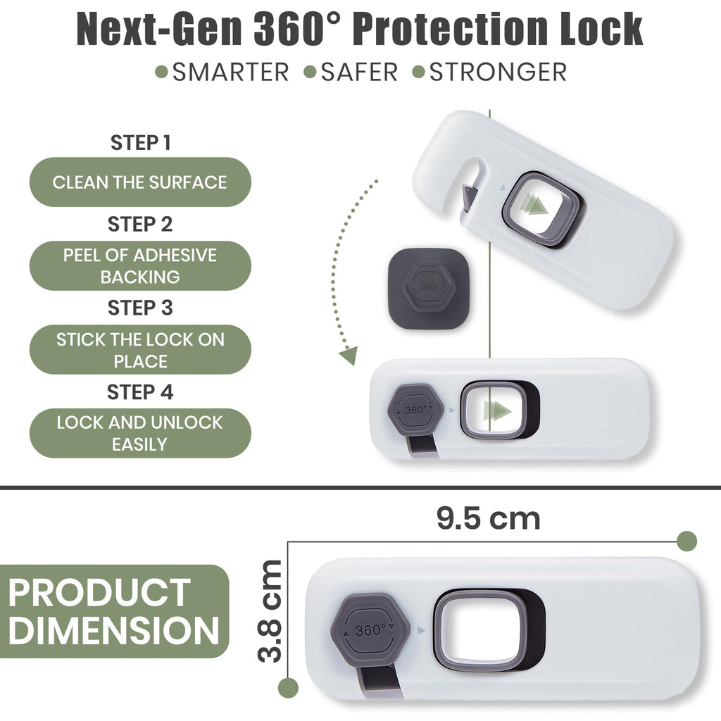 5 Pack Child Safety Refrigerator Lock with Adhesive Pads for Kids