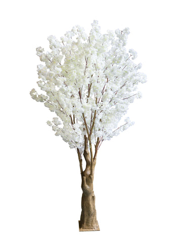 7FT Artificial Cherry Blossom Tree, White Faux Flower Tree, Wedding, Party & Outdoor Decor (2.1M)
