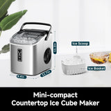 Ice Maker Countertop with Carry Handle, 9 Cubes Ready in 6 Mins, 26.5lbs/24H, Self-Cleaning, 2 Sizes of Bullet Ice
