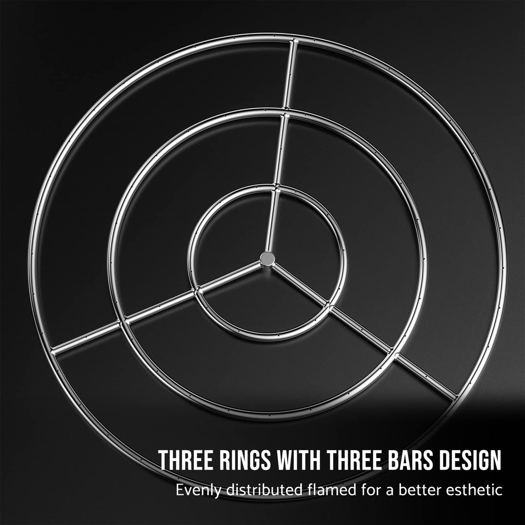 36-Inch Round Fire Pit Burner Ring, 304 Stainless Steel