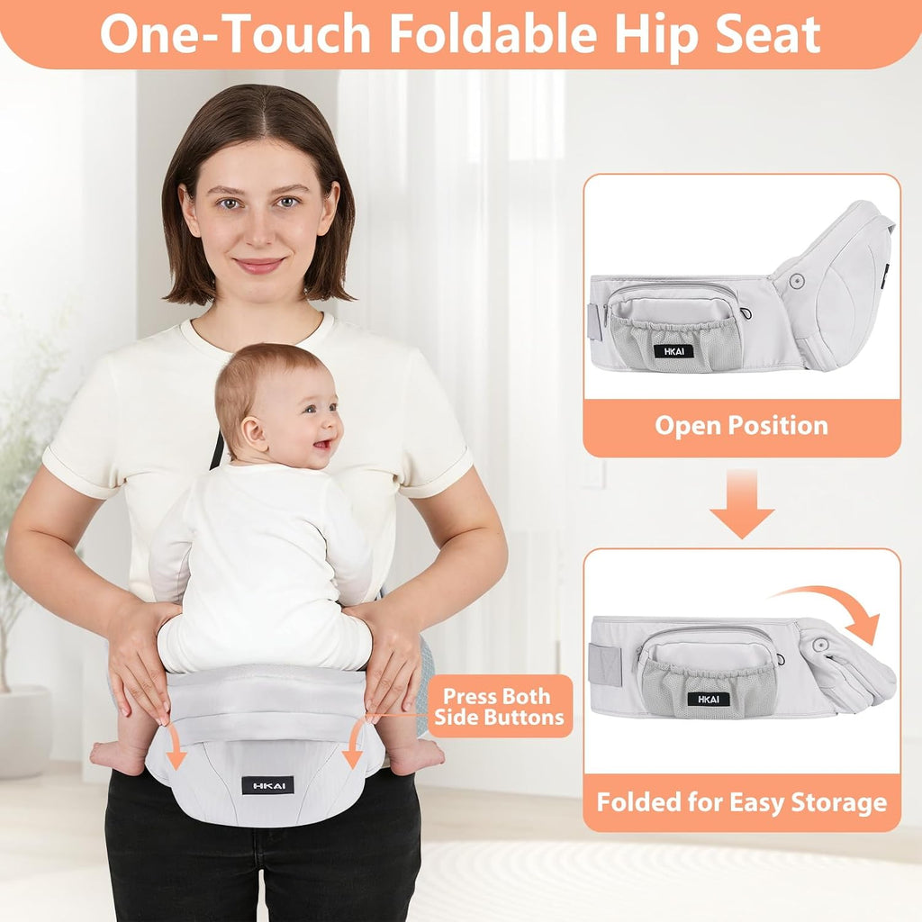 Baby Hip Carrier,Baby Carrier with Adjustable Waistband & Breathable Mesh, Ergonomic Carrier with Non-Slip Hip Seat