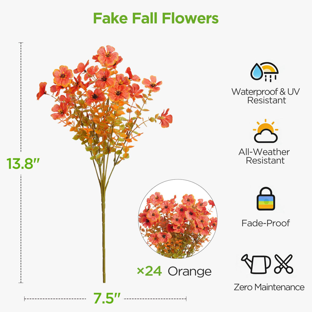 Artificial Hanging Flowers for Outdoors Baskets Fall Decor, Orange