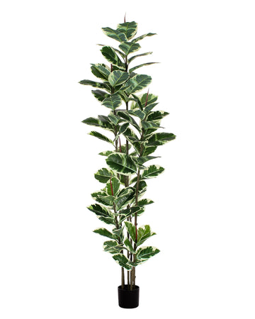Artificial Rubber Tree Plant 7ft Tall Faux Ficus Tree Potted Fake Tropical Plants Decorative House Plants Large Floor