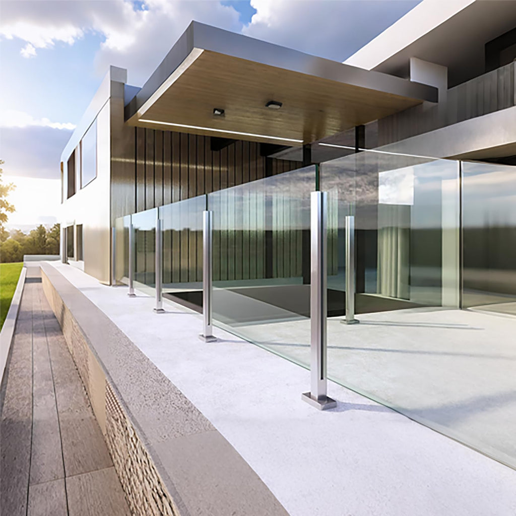 Heavy-Duty Glass Railing Post, 304 Stainless Steel Glass Railing with Spigot Slots & Sturdy Base, Balcony, Stairway