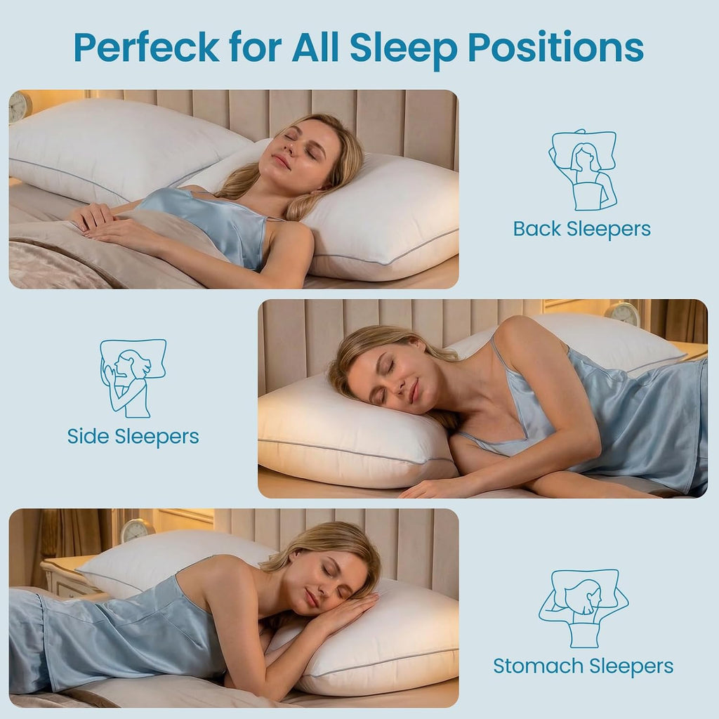 Soft Queen Pillows Set of 2 - Fluffy Bed Pillows for Sleeping, Adjustable Down Alternative Fill, Zippered Plush