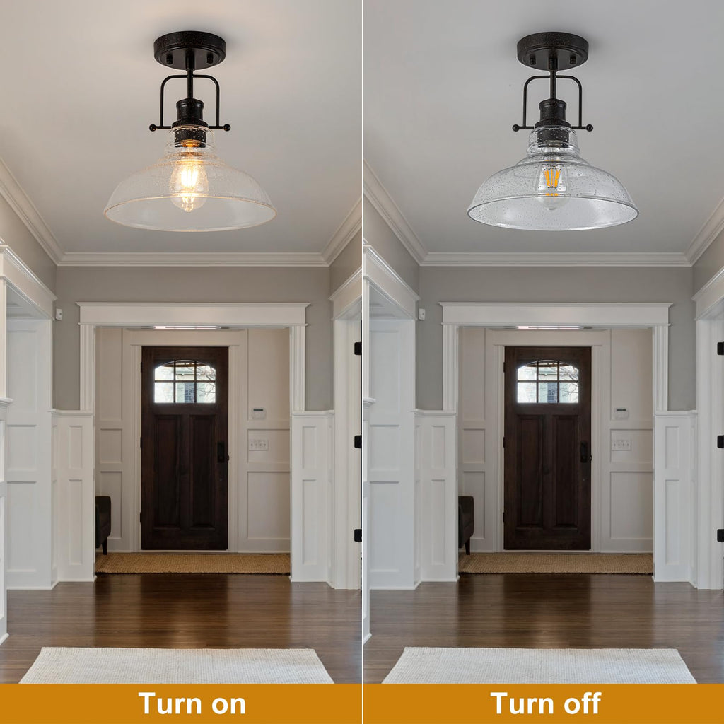 Rustic Seeded Ceiling Light Farmhouse Rust Semi Flush Mount Ceiling Lights, Kitchen Lighting Fixtures Ceiling Lamp