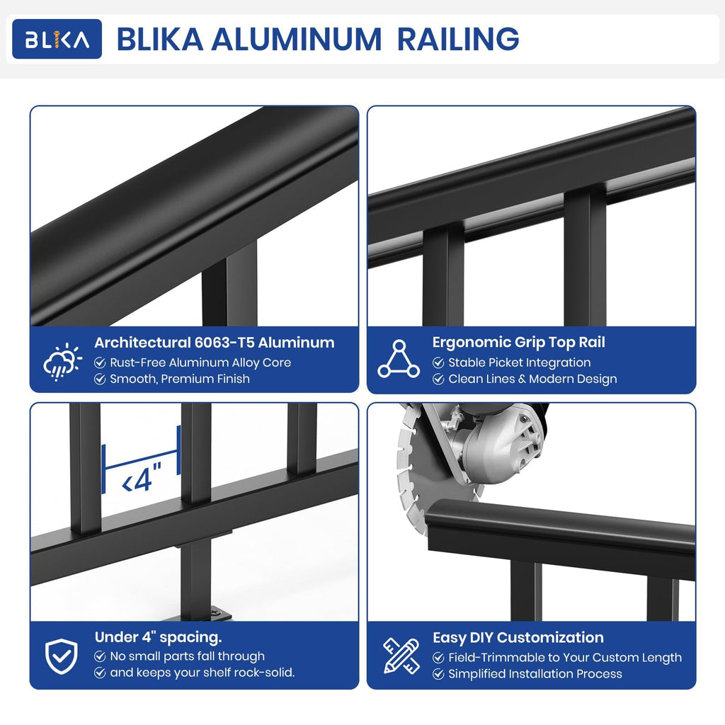 42 in H. x 8 ft W. Aluminum Deck Railing Kit with 45 in Post