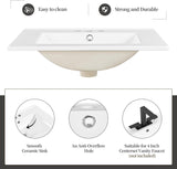 24" Modern Bathroom Vanity with Rectangular Ceramic Sink - Freestanding Vanity Cabinet