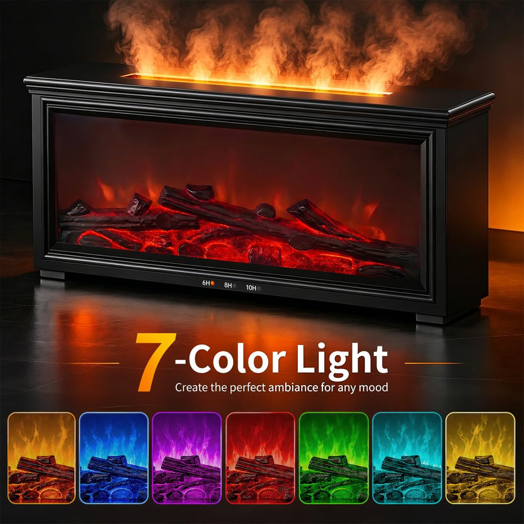 Fireplace Flame Humidifier, 280ml Essential Oil Diffuser