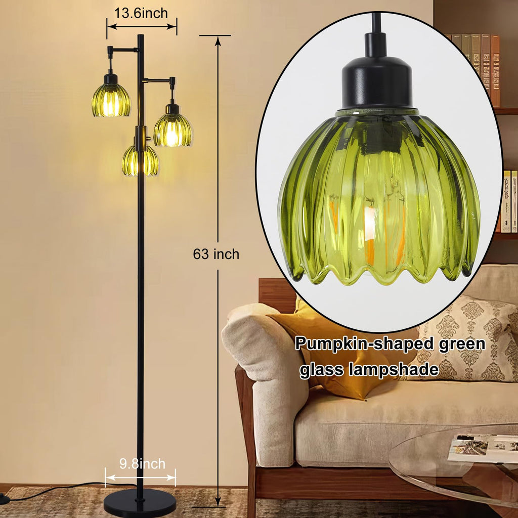 3-Light Dimmable Rustic Farmhouse Tree Floor Lamp, Black