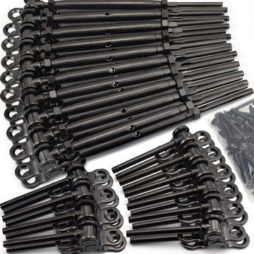 Black Cable Railing Hardware Kit, for 1/8 Cable Railing System for Wood Posts, Stainless Steel Swage Toggle