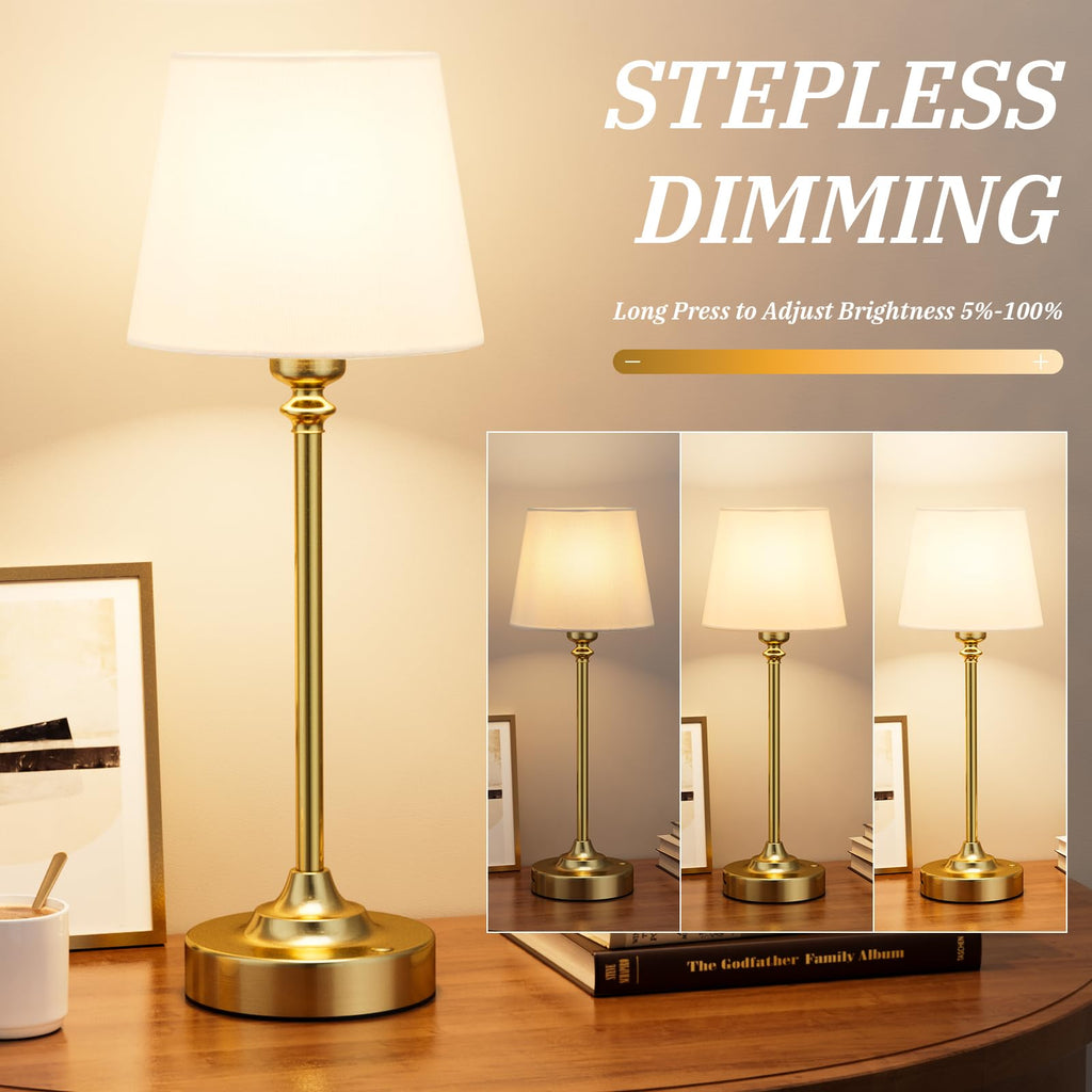 Gold Cordless Table Lamp with Rechargeable Battery, 1 Pack