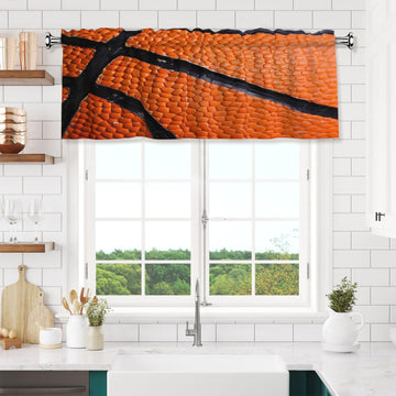 Valance for Windows Basketball Lace Rod Pocket Window Treatment Valances Short Curtains Living Room Bathroom, 54x18 in