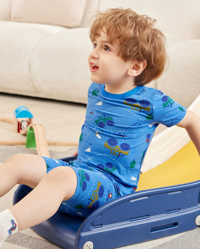 Bamboo Viscose Toddler Boys Pajamas Set, Short Sleeve Kids