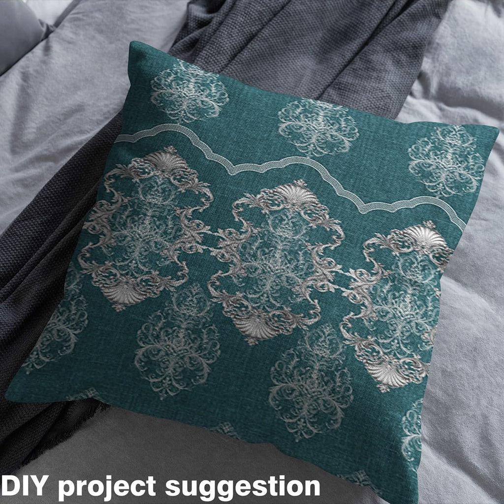 Damask Fabric by The Yard Turquoise Upholstery Fabric for Chairs 10 Yard Luxury Royal Turquoise DIY Projects, Indoor