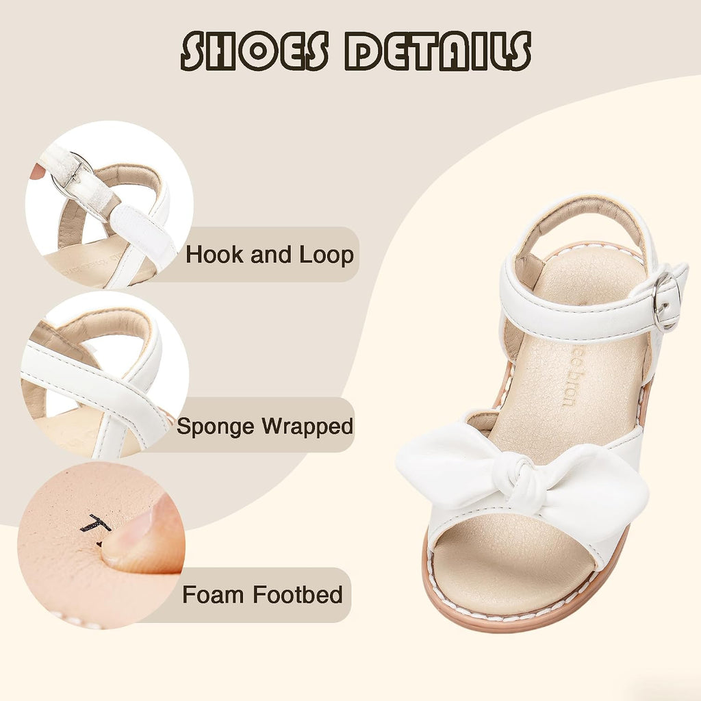 Toddler Girls Sandals Wedding Flower Girl Dress Shoes Open Toe Flats