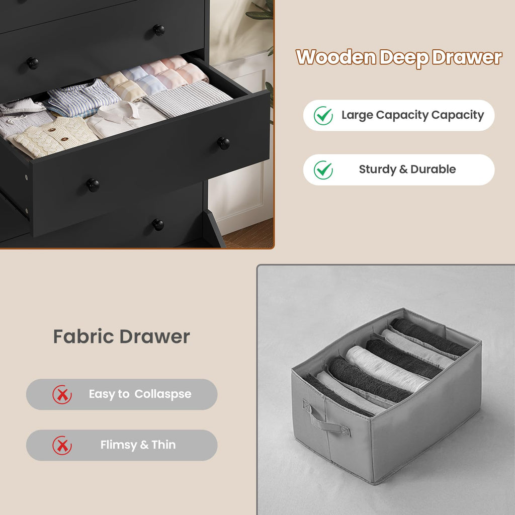 6 Drawer Tall Black