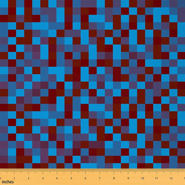 Miner Theme Games Fabric by The Yard Soft Polyester, Red Blue Purple Grid Fabric for and Home DIY Projects, Geometric