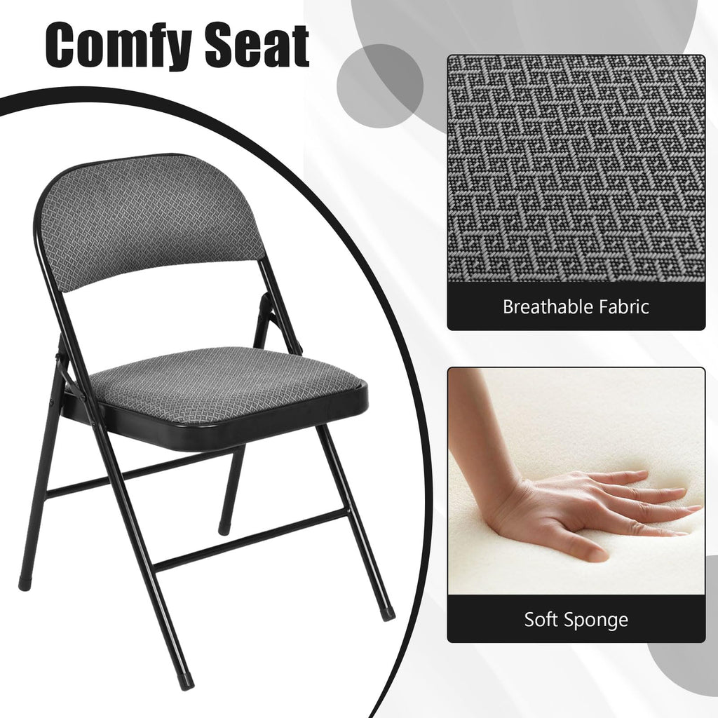 4 Pack Upholstered Folding Chairs with Steel Frame
