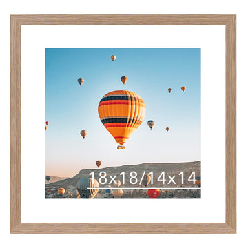18x18 Picture Frame Rustic Brown with 14x14 Mat, Display Photo 14x14 with Mat or 18 x 18 Without Mat, Wall Hanging