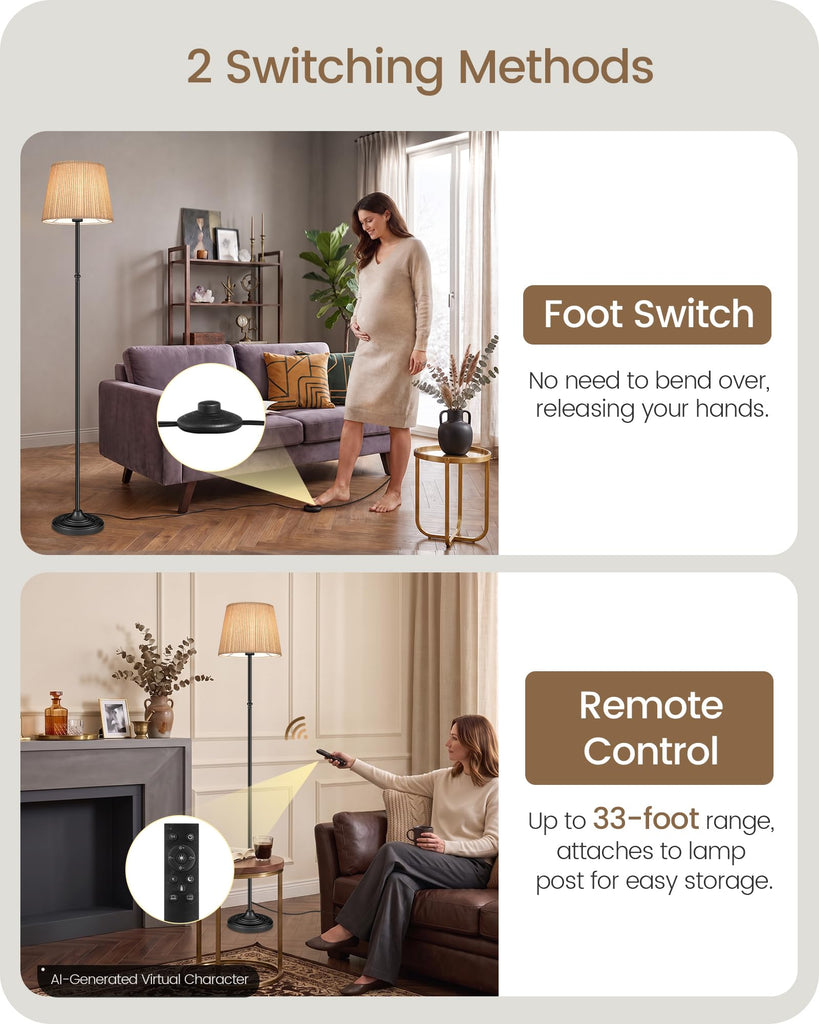 Dimmable Floor Lamp, 68" Tall Standing Lamp