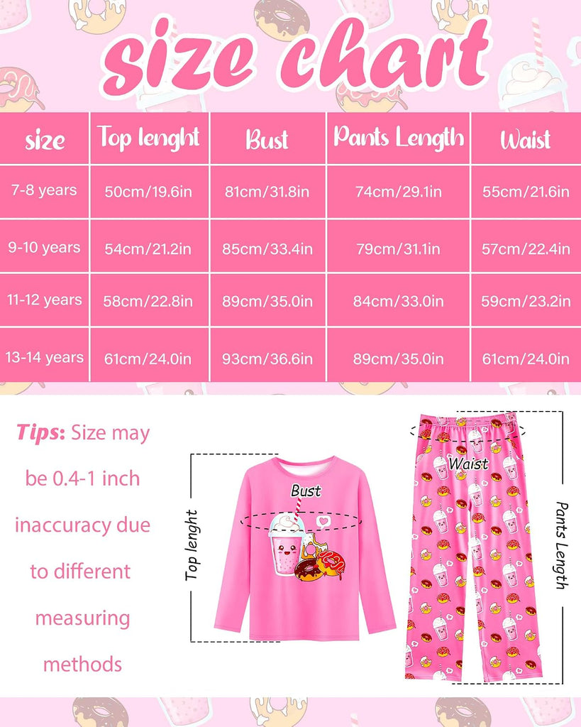 Girls Pajamas Long Sleeve Pants 2PCS Pajama Sets Pjs Sleepwear Lounge for Tween Teen Kids