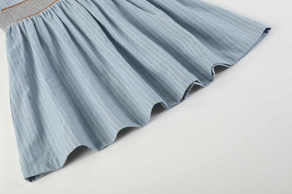 Baby and Girls Pinstripe Smocked Ruffle Collar Dress