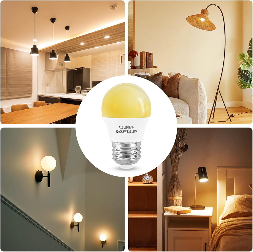 LED Refrigerator Light Bulb 2 Pack A15 2700K 40W Equivalent