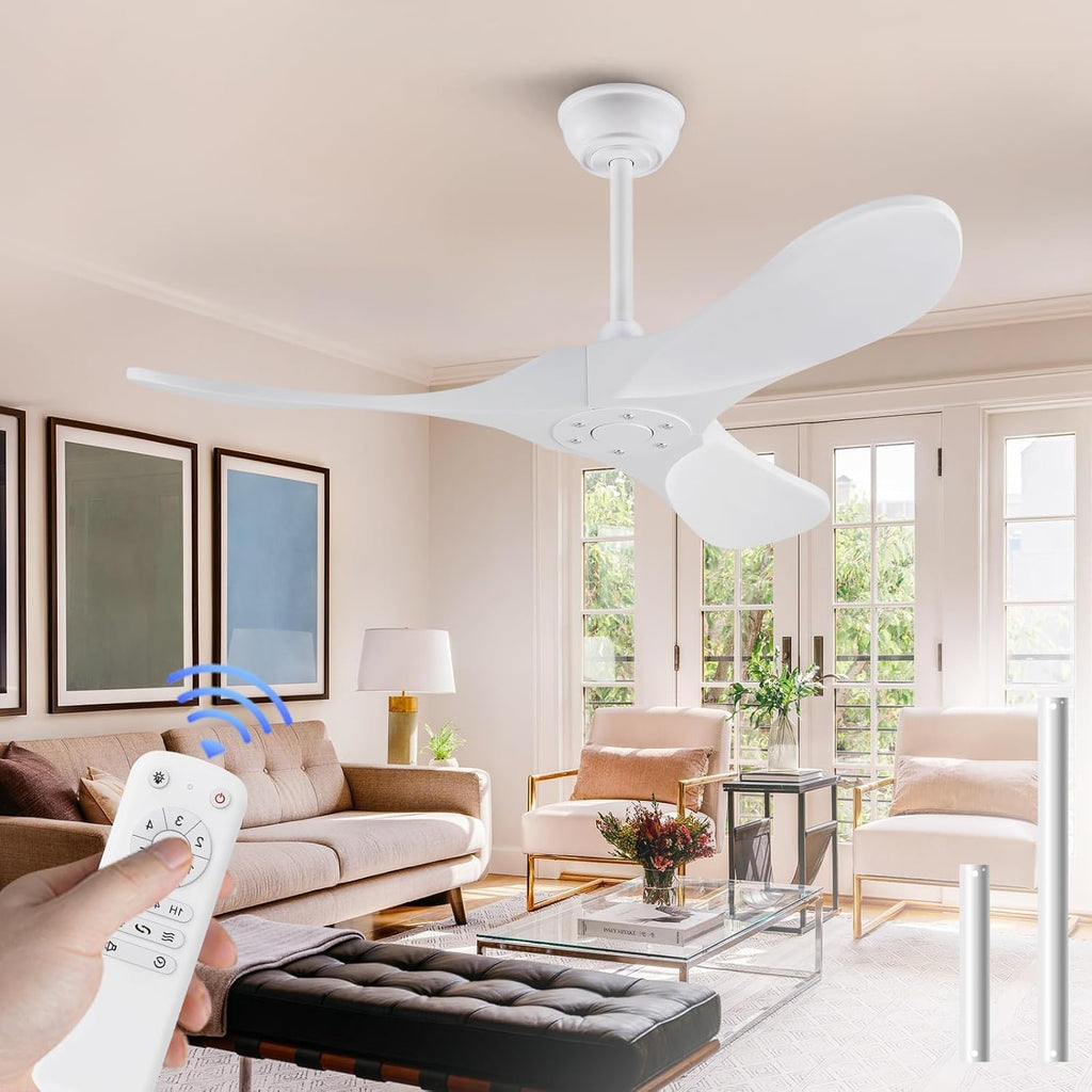 Inspired Maverick Style 42 Inch Solid Wood Ceiling Fan with Remote,White and Gold, no Light, 6 Speeds, Reversible DC Motor, Modern Ceiling Fans Without Lights for Outdoor Indoor Bedroom Farmhouse,Patios A101-B0DGXV4NBQ